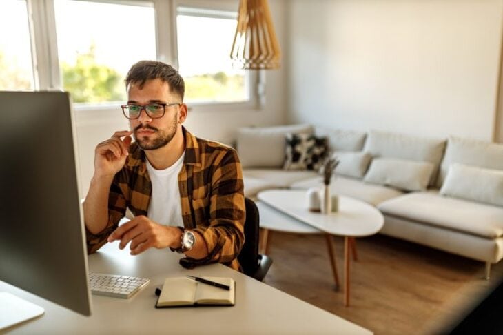 Man taking an online course