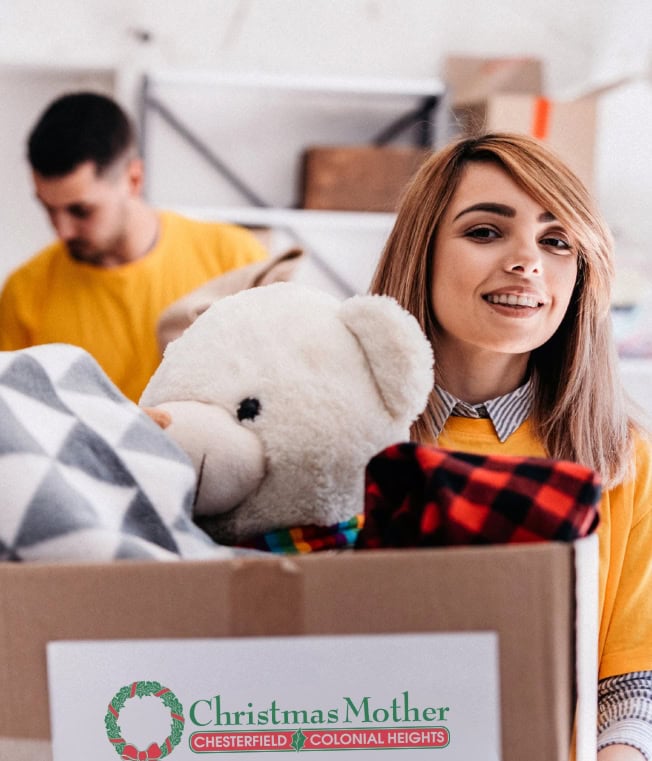 young people sort donations for holiday charity drive