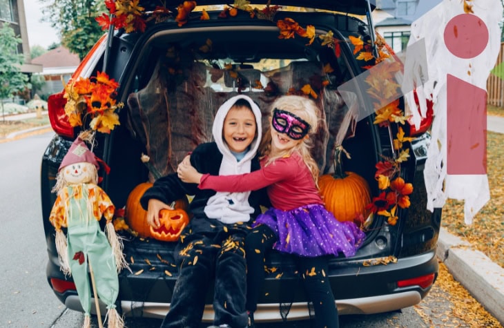 happy kids at the trunk or treat